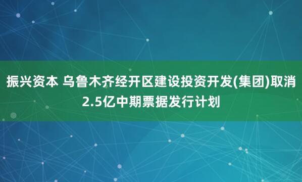 振兴资本 乌鲁木齐经开区建设投资开发(集团)取消2.5亿中期票据发行计划
